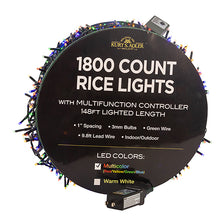 Load image into Gallery viewer, 3mm LED Rice Light Green Wire Warm White 1,800 Light Set 148&#39;
