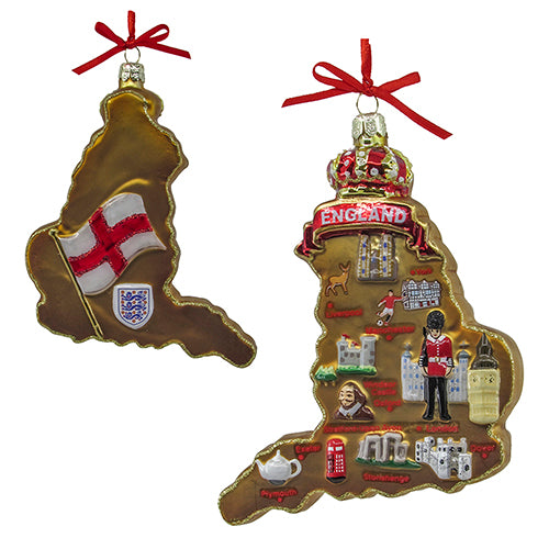 England Map Glass Ornament 5.375