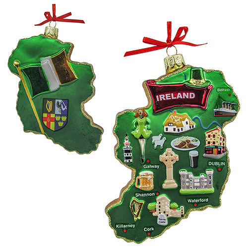 Ireland Map Glass Ornament 5.25