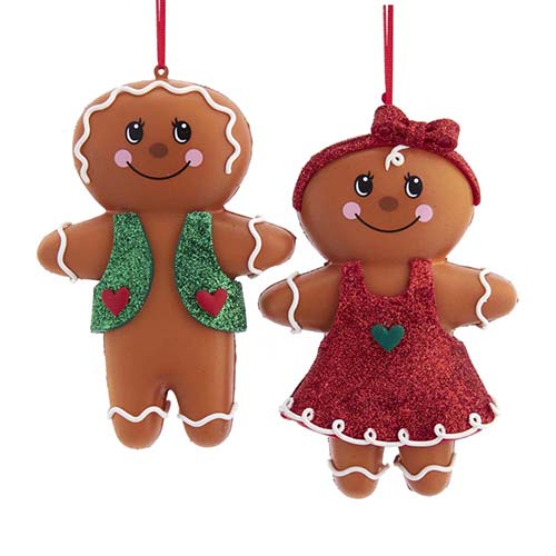 Holly Gingerbread Boy& Girl Ornaments 5.11