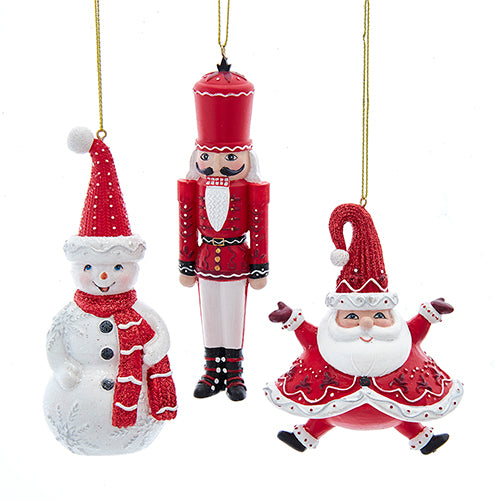 Red & Black Snowman, Nutcracker & Santa Set of 3