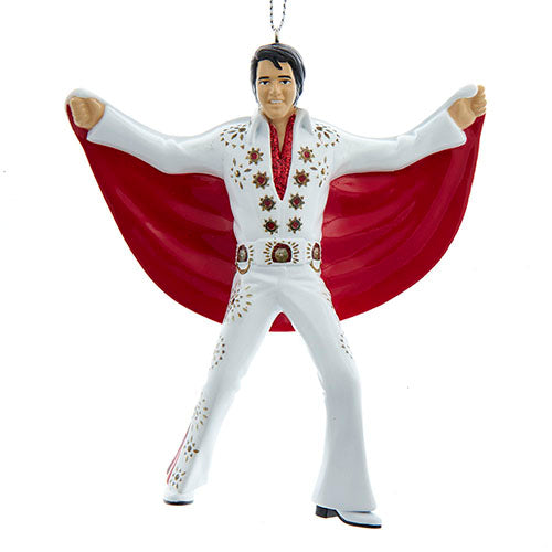 Elvis in White Suit & Red Cape Ornament 4.5