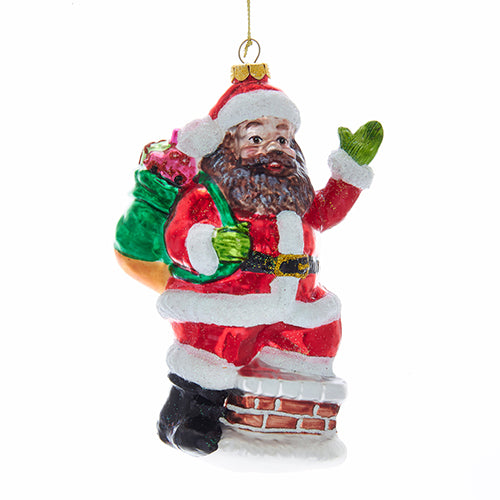 Black Santa in Chimney Ornament 5.125