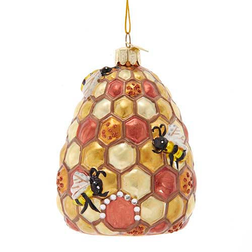 Bees & the Bee Hive Glass Ornament 4