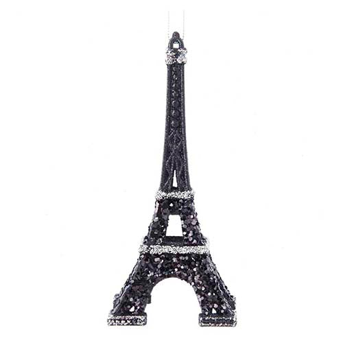 Black & Silver Eiffel Tower Ornament 6.25