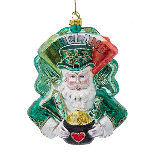 International Ireland Santa Glass Ornament 5.8