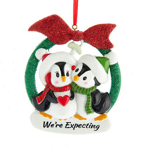 We're Expecting Penguin Couple Pensonalizable Ornament 4