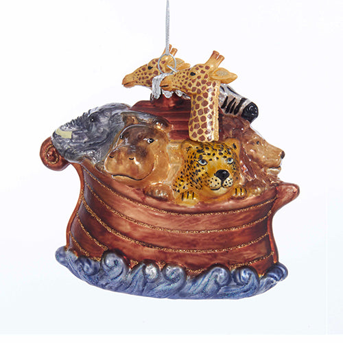 Noah's Ark Glass Ornament 4.375