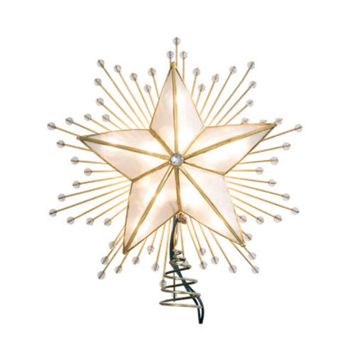 5 Point Capiz Star with Rays & Beads Tree Topper 10