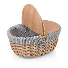 Load image into Gallery viewer, Country Basket Picnic Basket Navy Blue &amp; White Stripe

