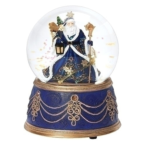 Musical Santa with Blue Robes Snow Globe 5.5