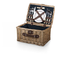 Load image into Gallery viewer, Catalina Dahlia Collection Navy Blue with Beige Pattern Picnic Basket
