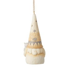 Load image into Gallery viewer, White Woodland Gnome Holding Owl Ornament
