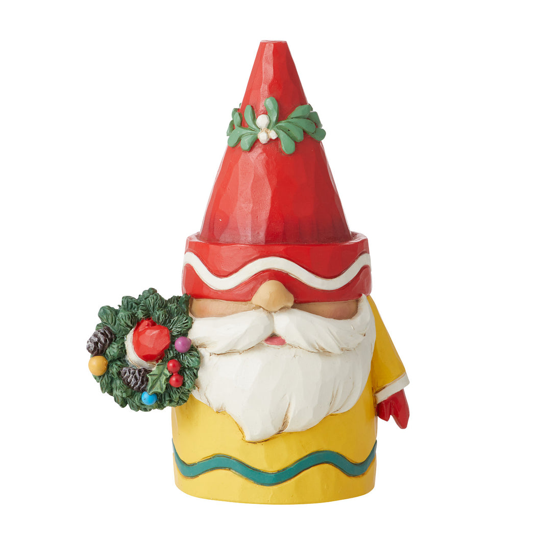 Timmed in Color Crayoia Crayon Gnome Holding Wreath