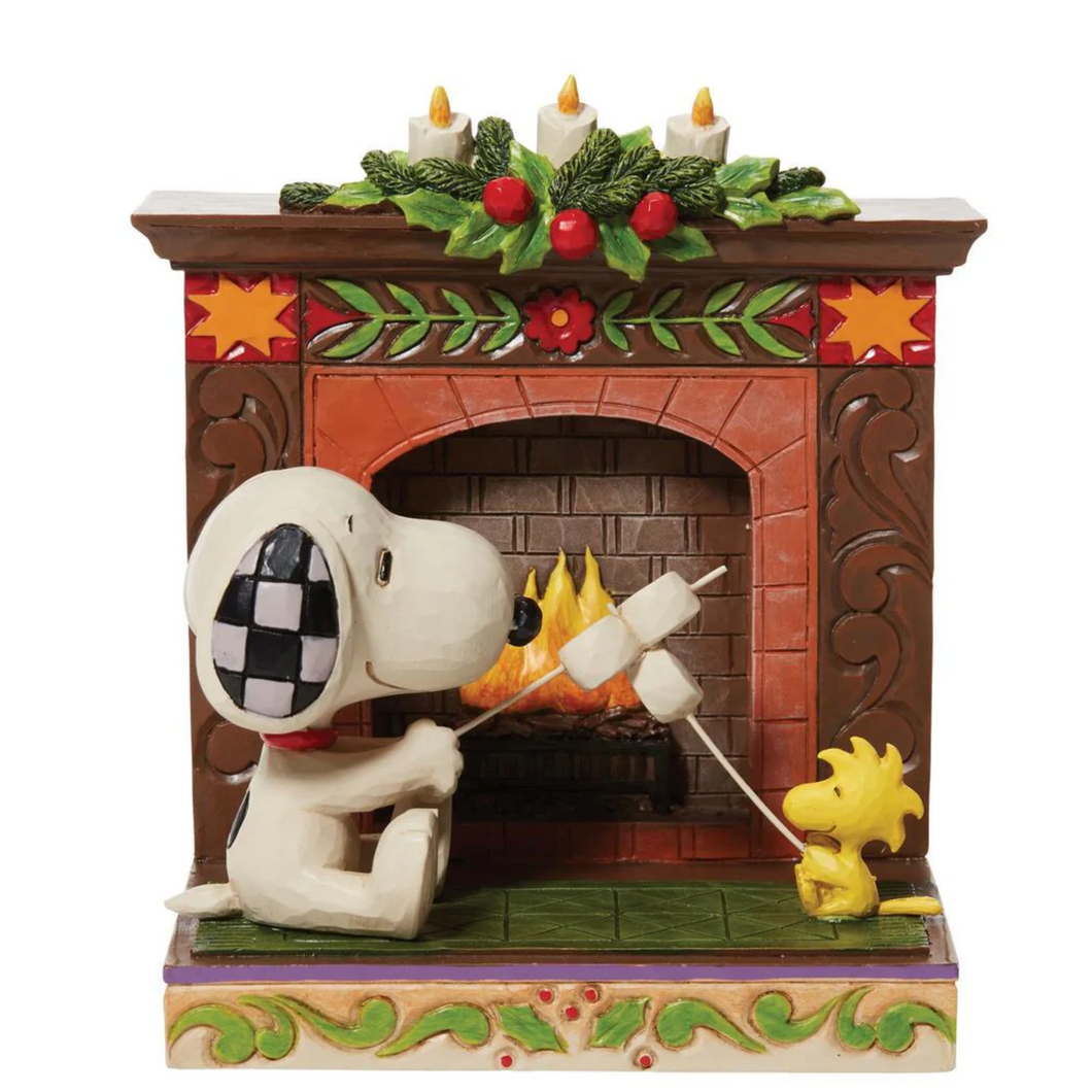 Friendship by the Fireside Snoopy & Woodstock Fireplace