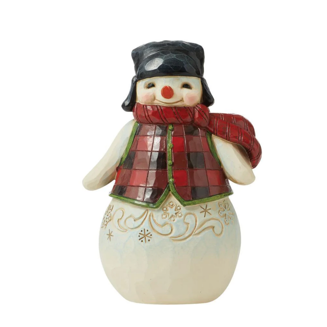 Winter is Here Buffalo Plaid Pint Sized Snowman