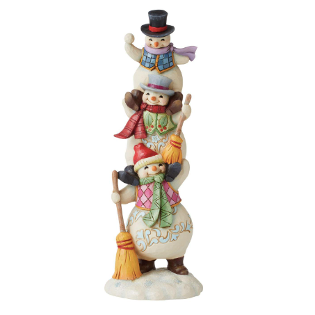 Snowy Stack Of Holiday Fun Triple Stacked Snowmen