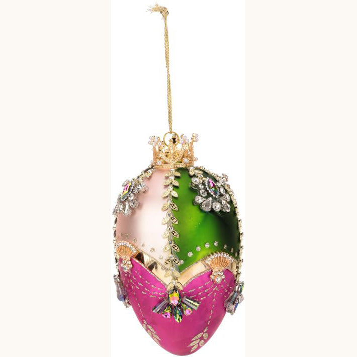 King's Jewels Faberge Jeweled Egg Ornament Magenta, Green and Pink 7