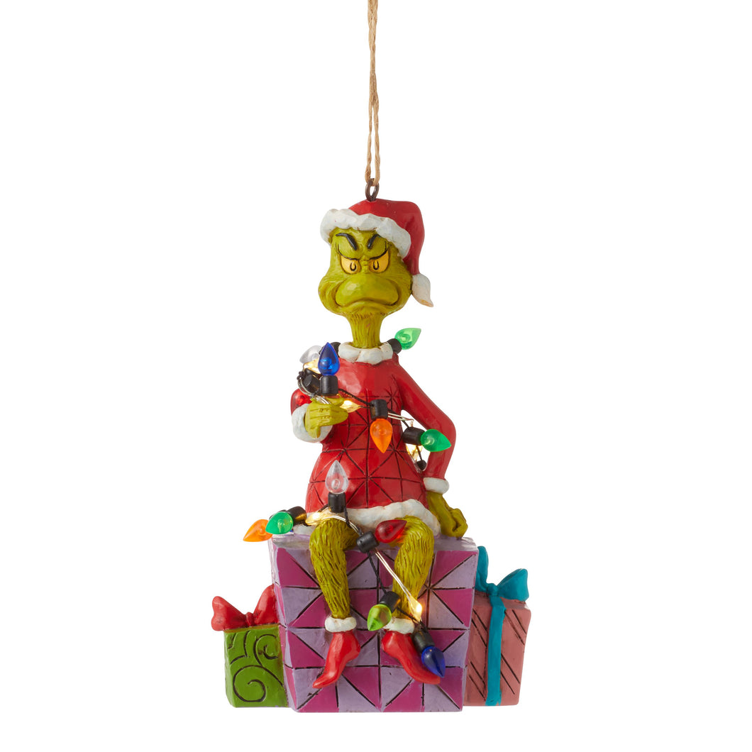 Grinch on Present Stack Ornament