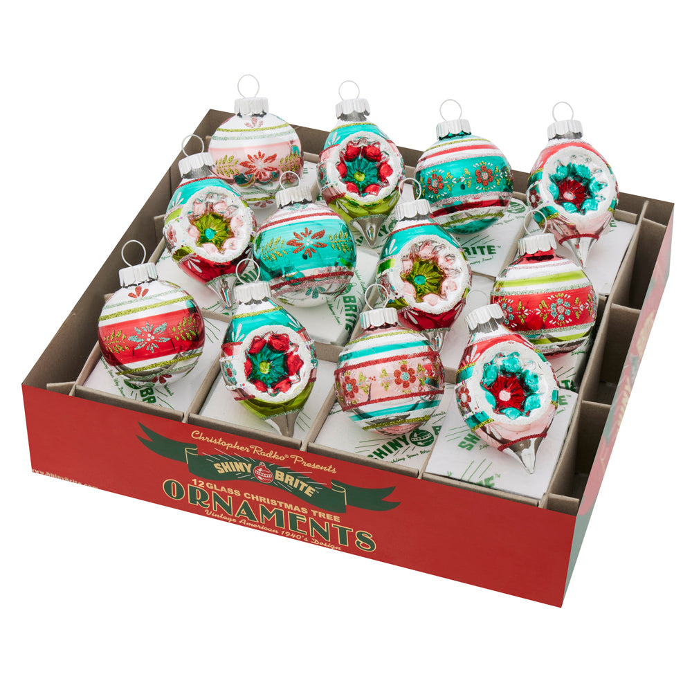 Festive Fete Decorated Rounds & Shapes Ornaments Set of 12 1.75