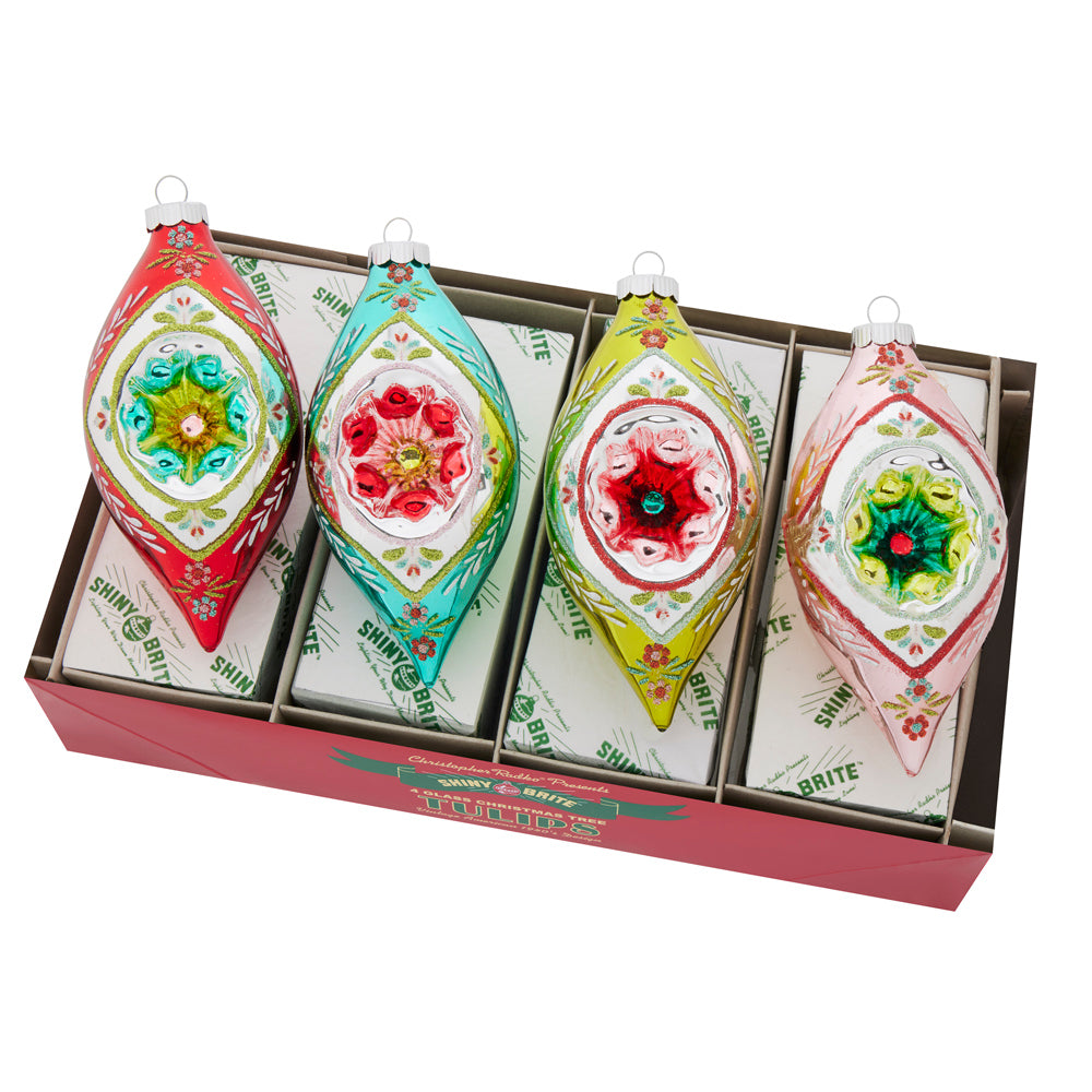 Festive Fete Reflector Tulips Ornaments Set of 4 7