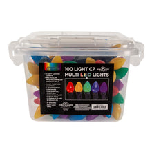 Load image into Gallery viewer, 100-Light C7 Multicolor LED Multifunction Light Set With Green Wire In Storage Tote 51&#39;
